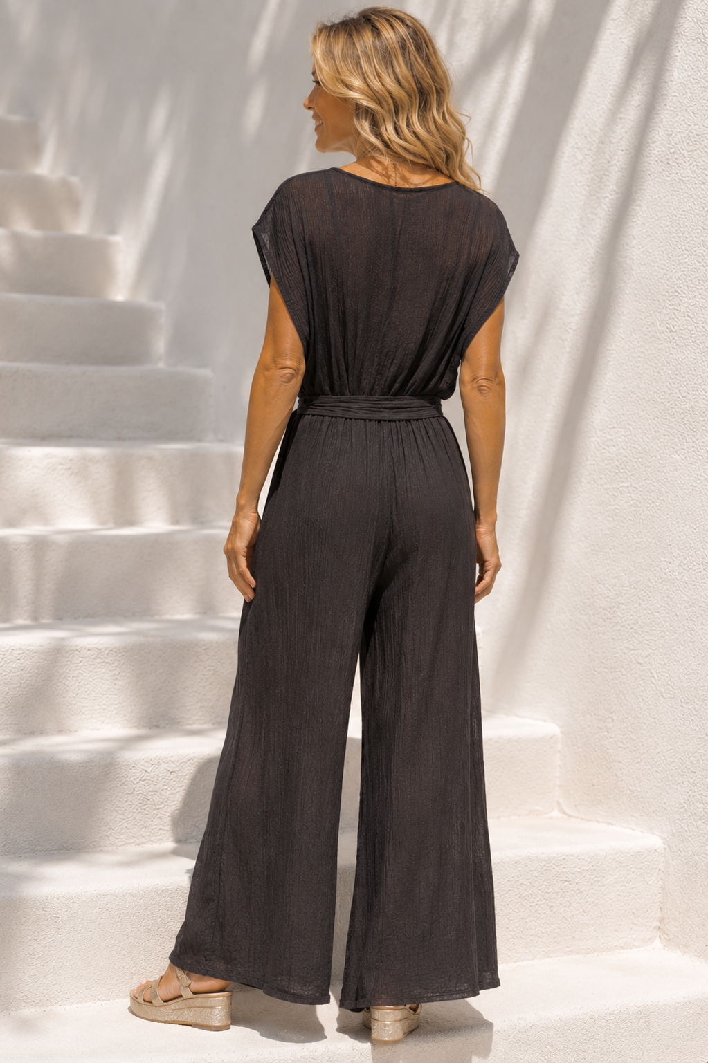 Mandy Crinkle Jumpsuit Chocolate