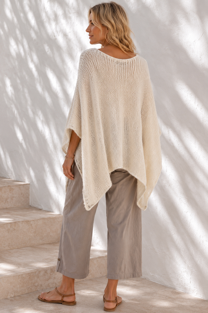 Knitted Poncho Top Cream