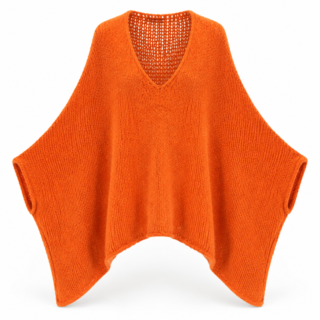 Knitted Poncho Top Orange