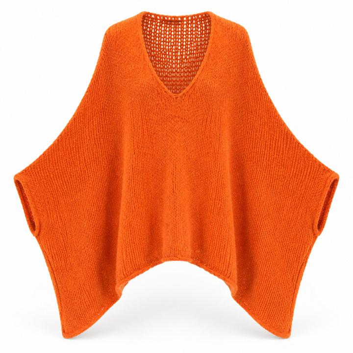 Knitted Poncho Top Orange