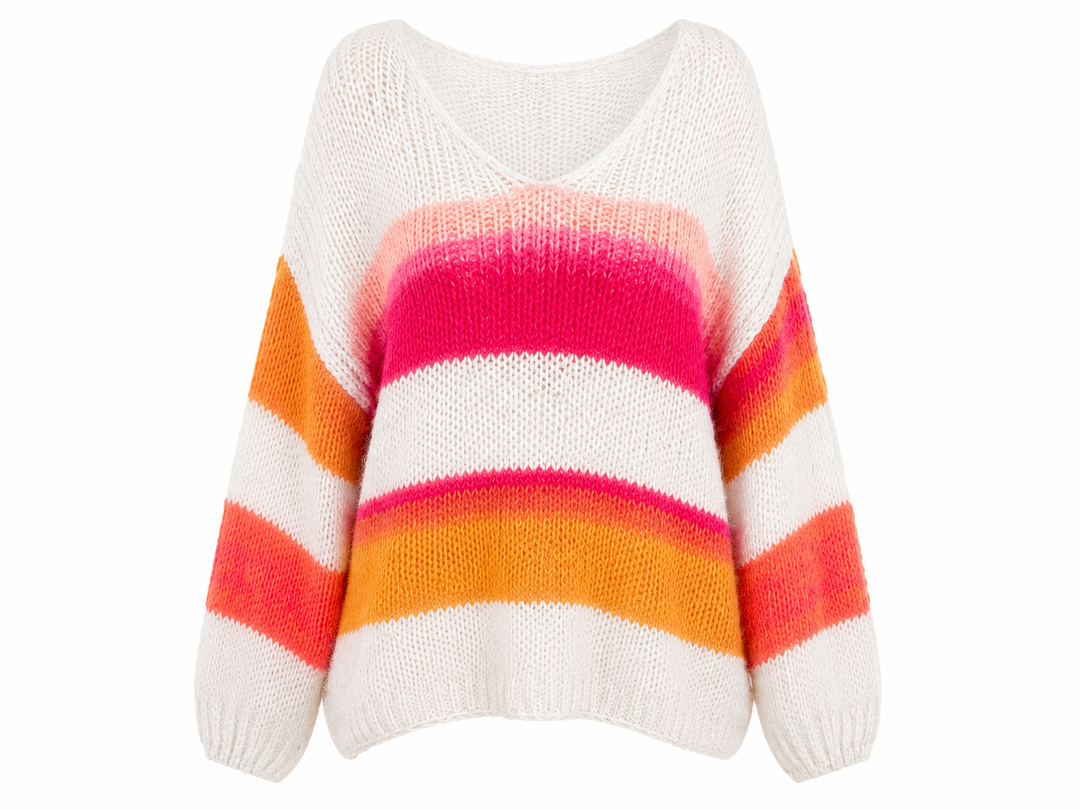 Ombré Striped Oversize Jumper Fuchia