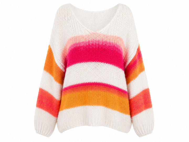 Ombré Striped Oversize Jumper Fuchia