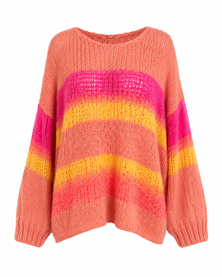 Ombré Striped Oversize Jumper Coral