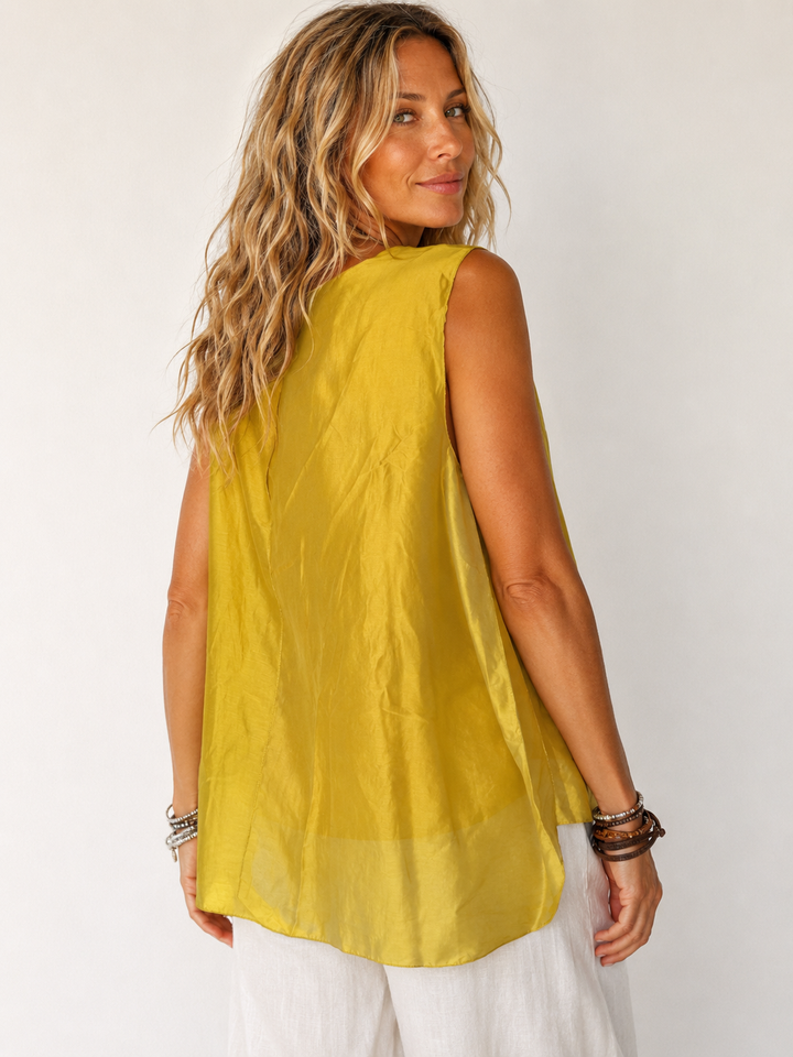 Vitalia Silky Panel Top Mustard