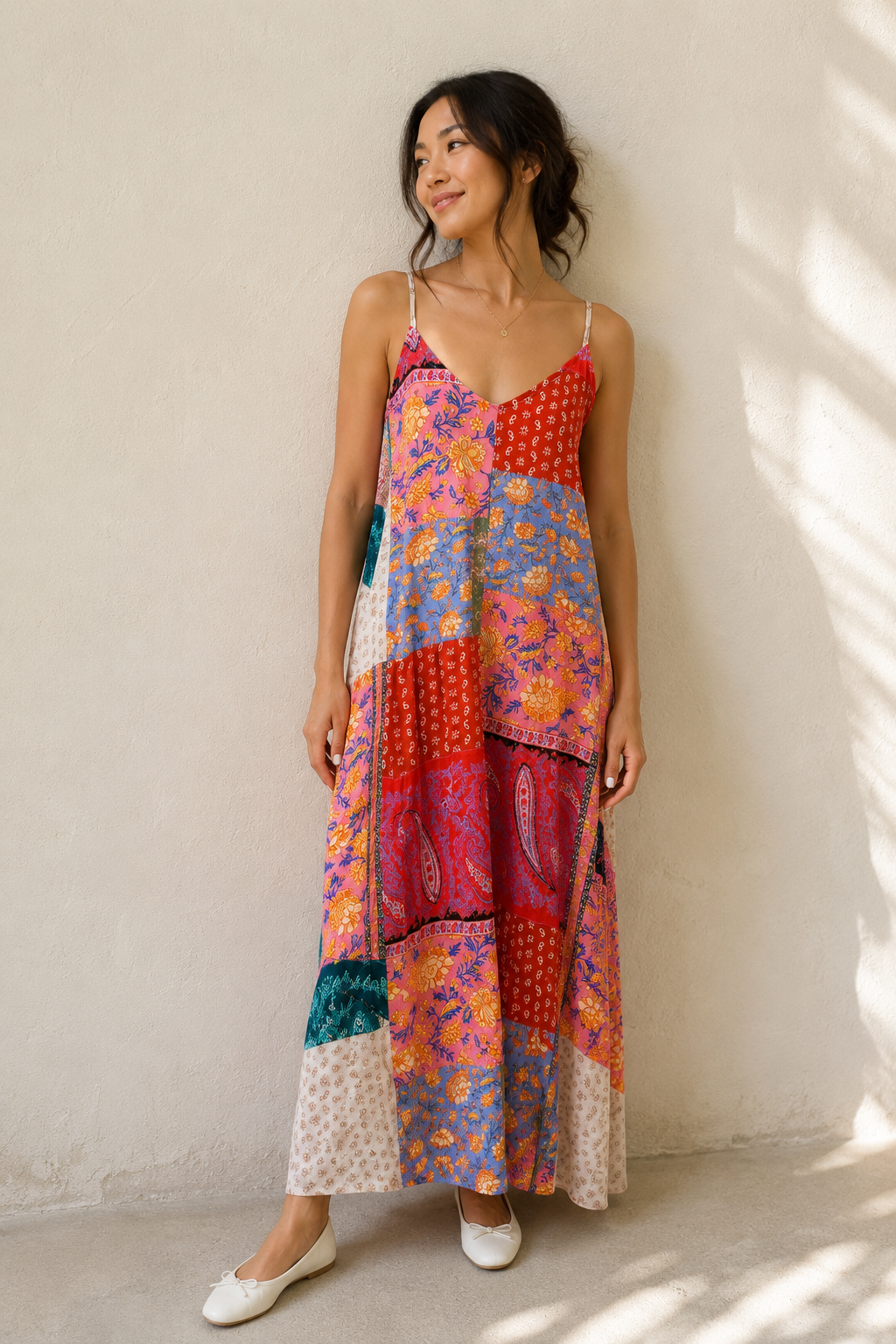 Kimbra Patchwork Maxi Dress Rose