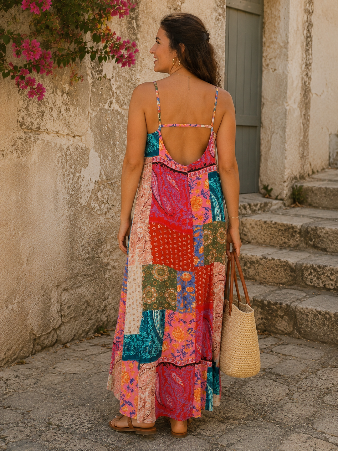 Kimbra Patchwork Maxi Dress Rose
