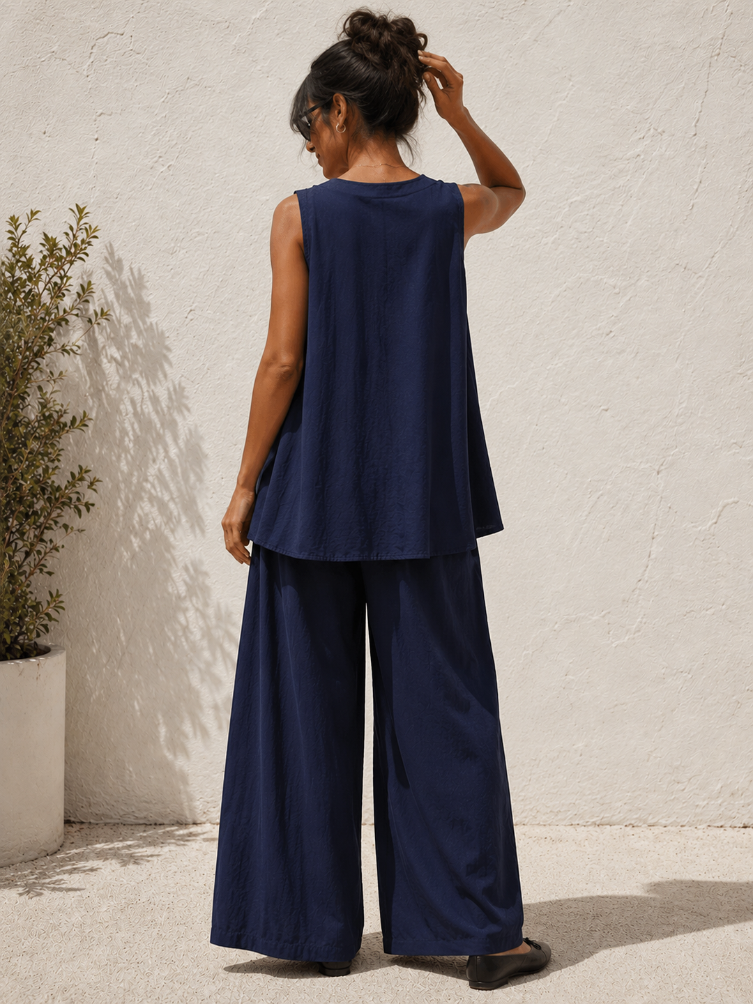 Deja V Neck Co-Ord Navy