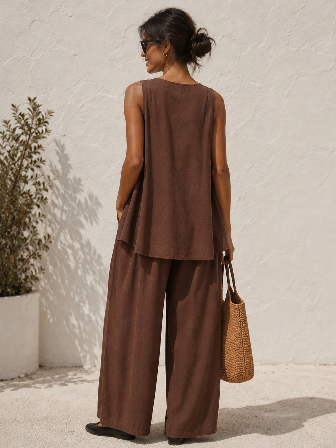 Deja V Neck Co-Ord Chocolate