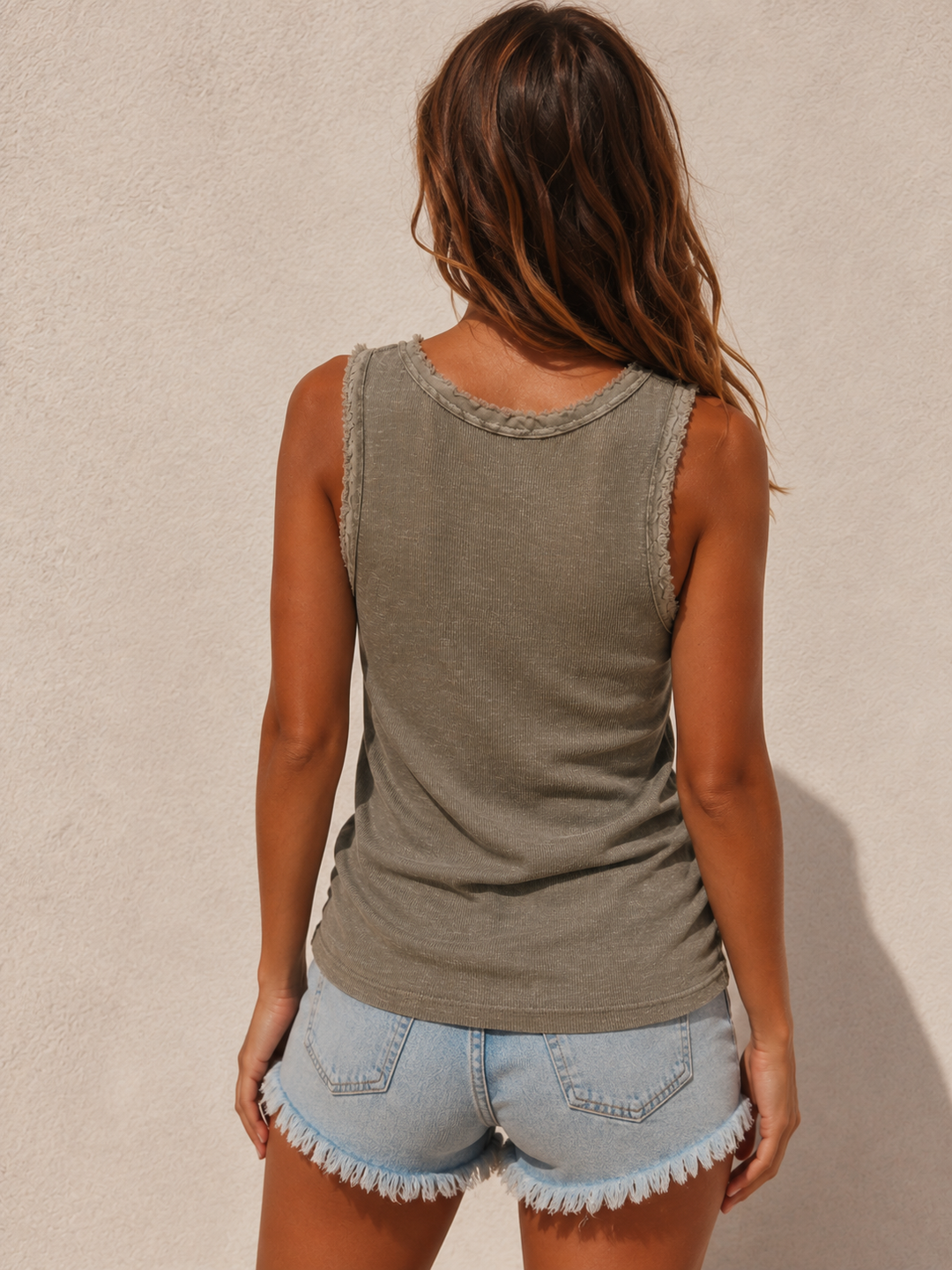 Ayana Ribbed Edge Vest Mocha