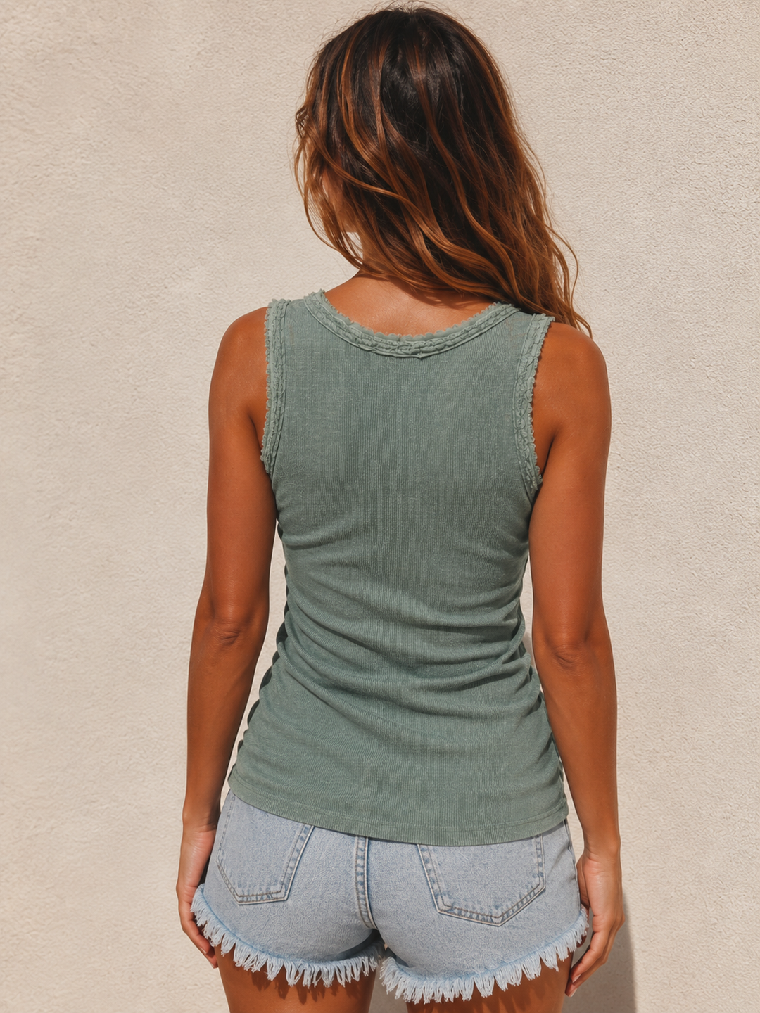 Ayana Ribbed Edge Vest Khaki