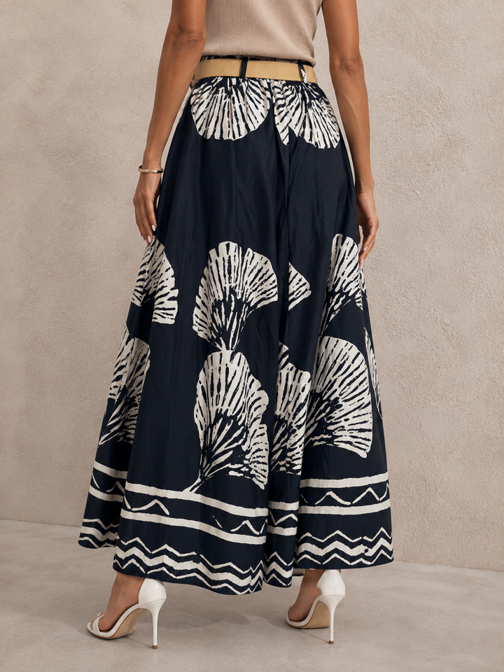 Savina Leaf Print Culottes Black