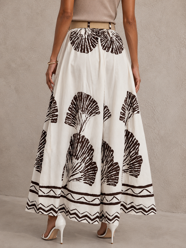 Savina Leaf Print Culottes Cream