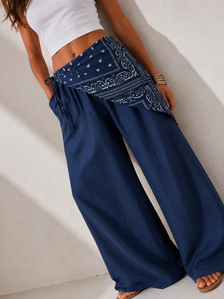Bandana Wrap Trousers Navy