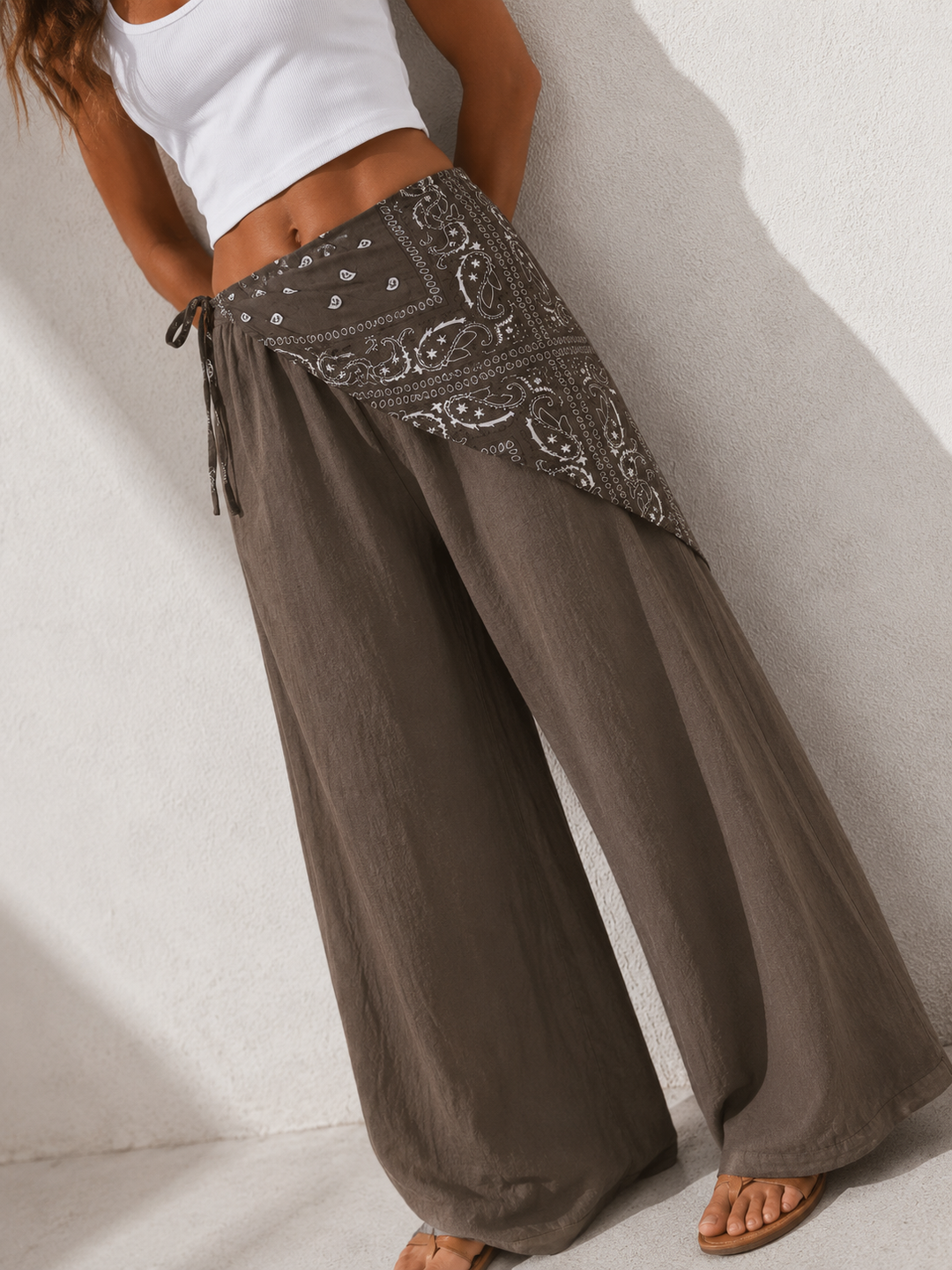 Bandana Wrap Trousers Chocolate