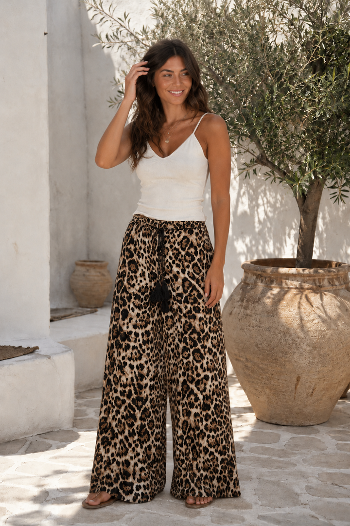 Milana Silky Leopard Print Trousers