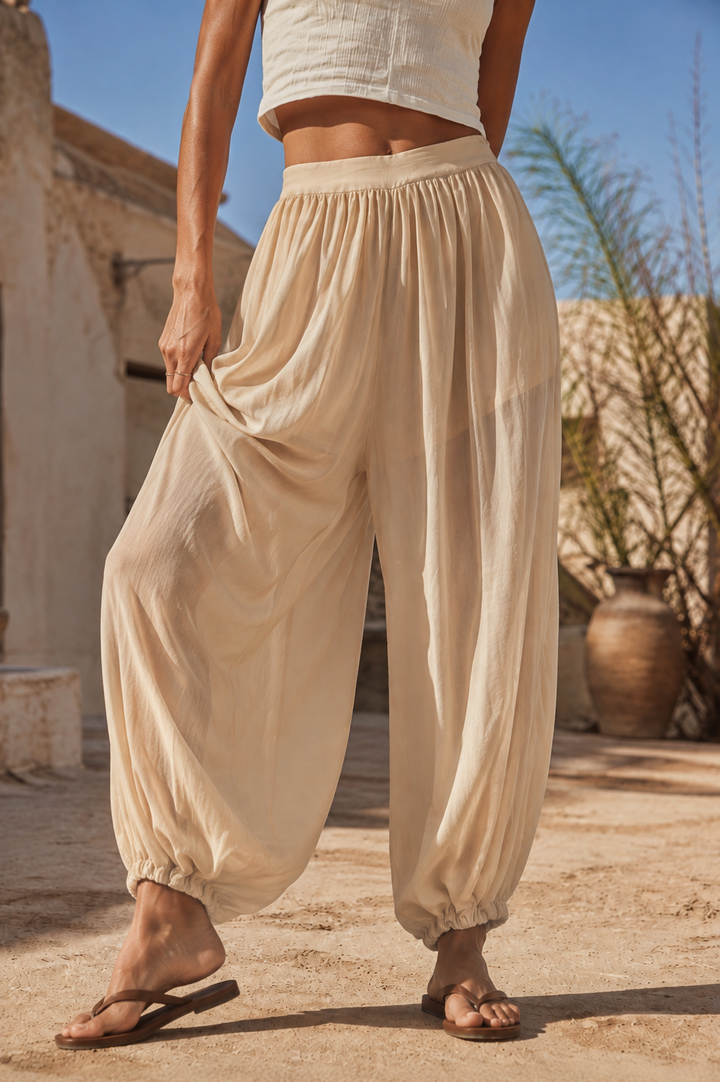 Kaida Sheer Balloon Trousers Champagne