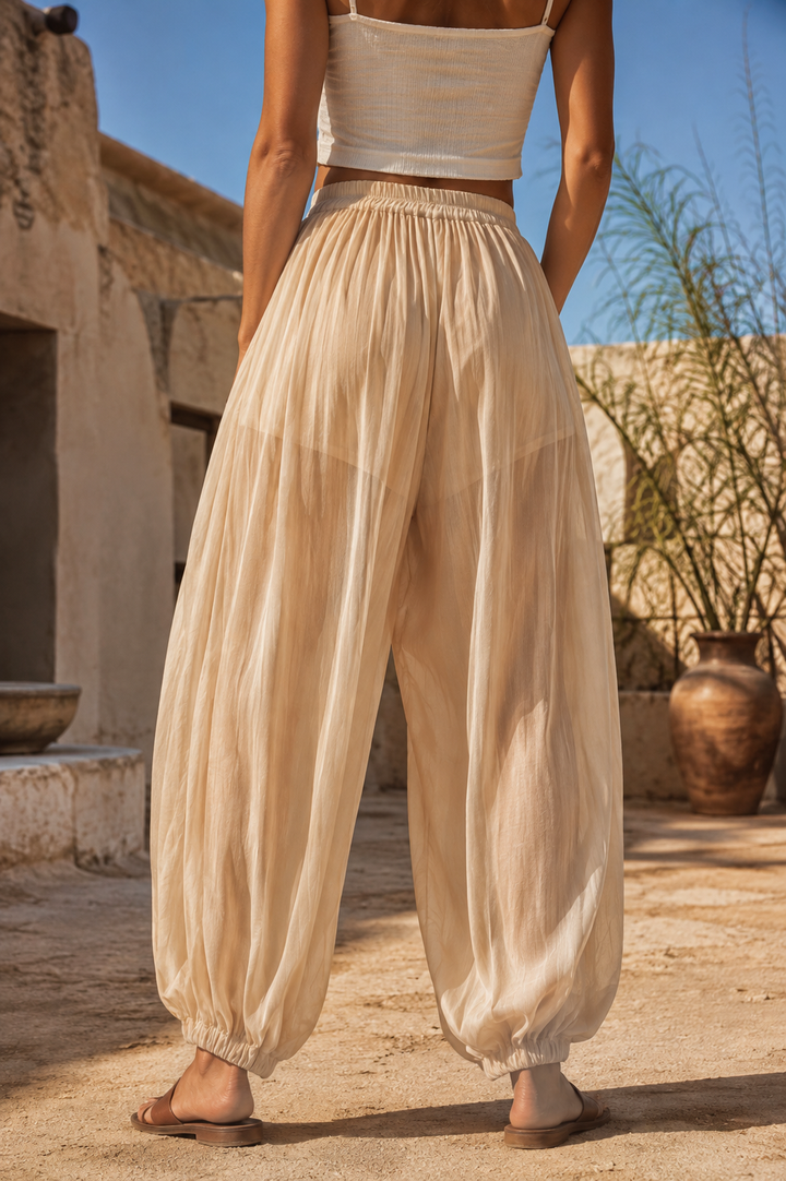 Kaida Sheer Balloon Trousers Champagne