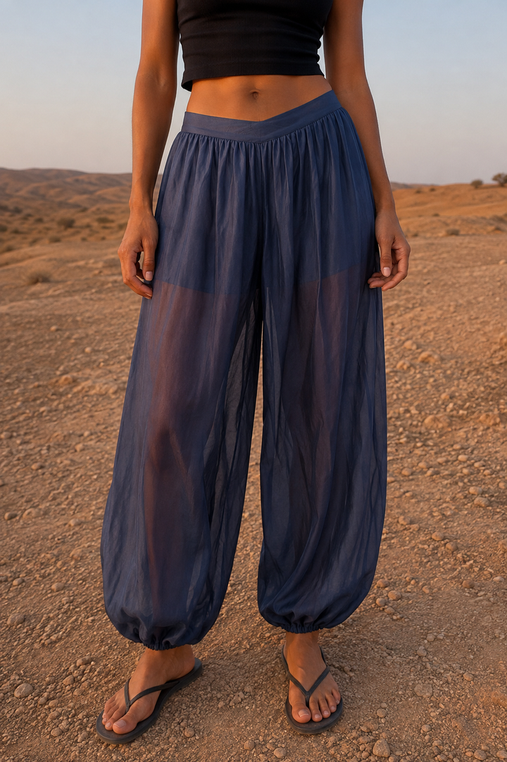 Kaida Sheer Balloon Trousers Navy