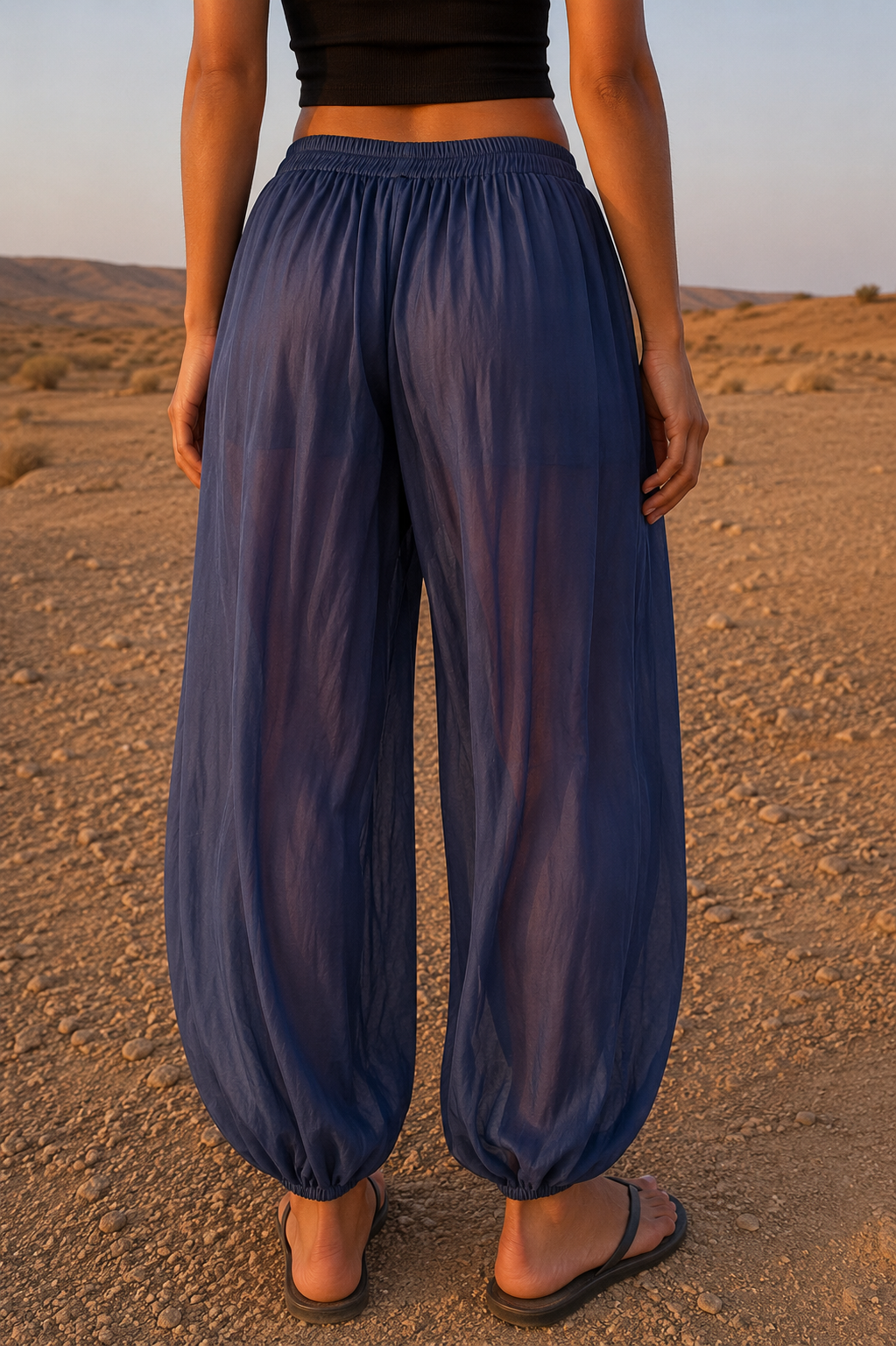 Kaida Sheer Balloon Trousers Navy