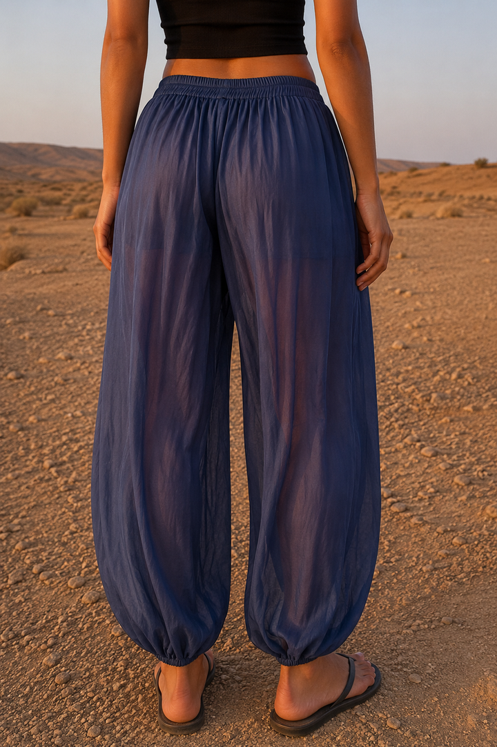 Kaida Sheer Balloon Trousers Navy