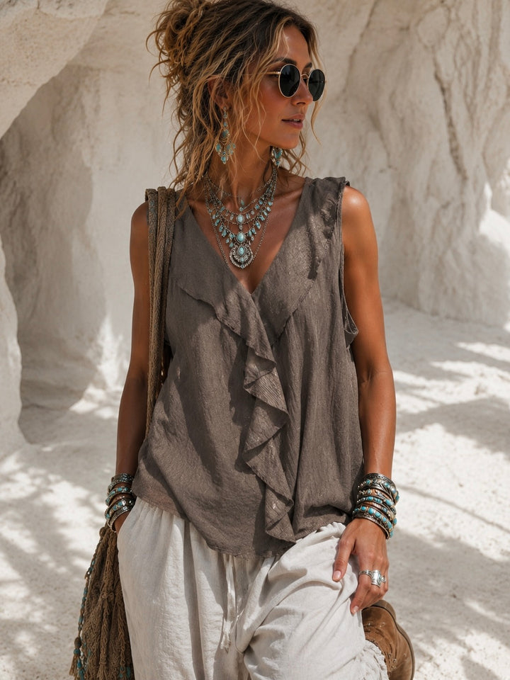 Cara Ruffle Top Chocolate
