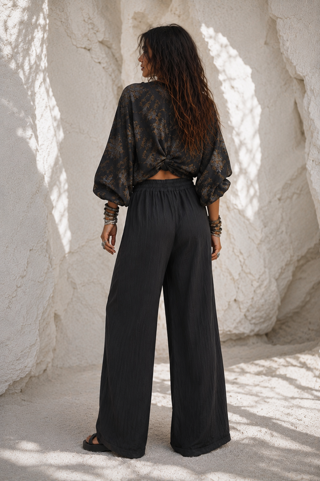 Meredith Wide Leg Trousers Black