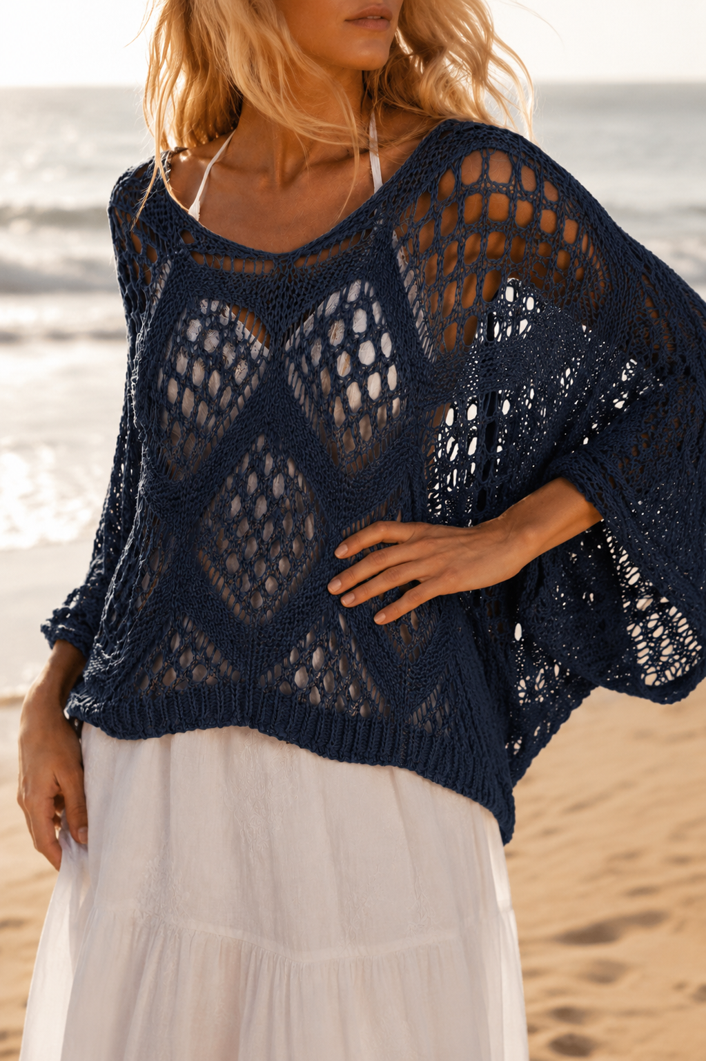 Orla Open Knit Top Denim