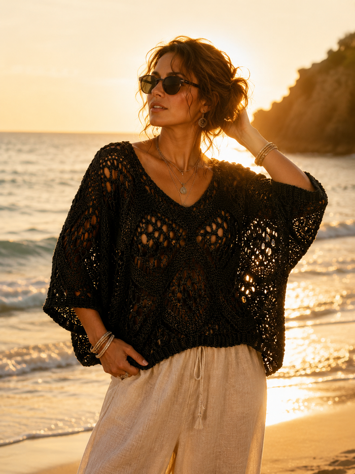 Orla Open Knit Top Black