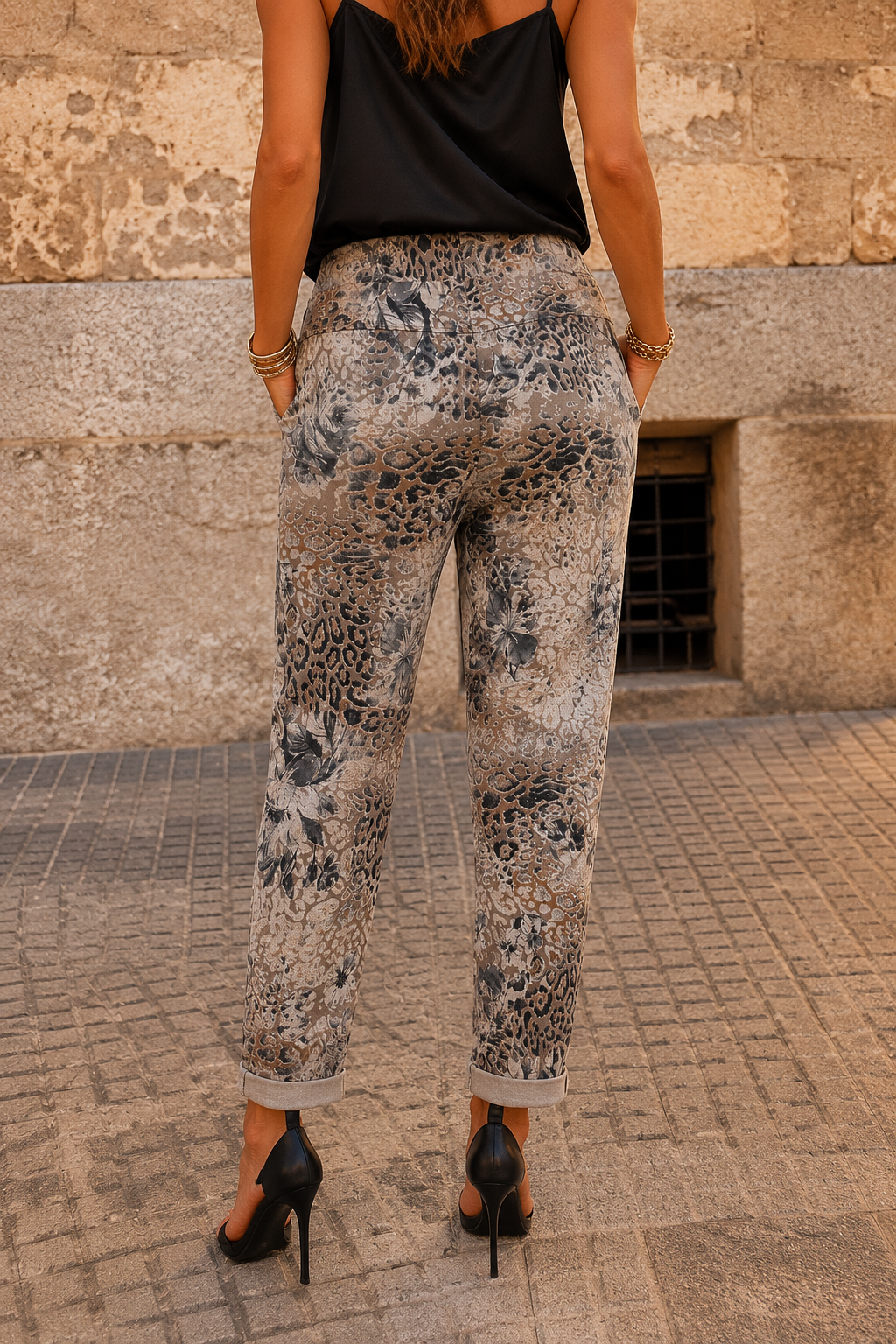 Floral Animal Print Magic Pants Mocha