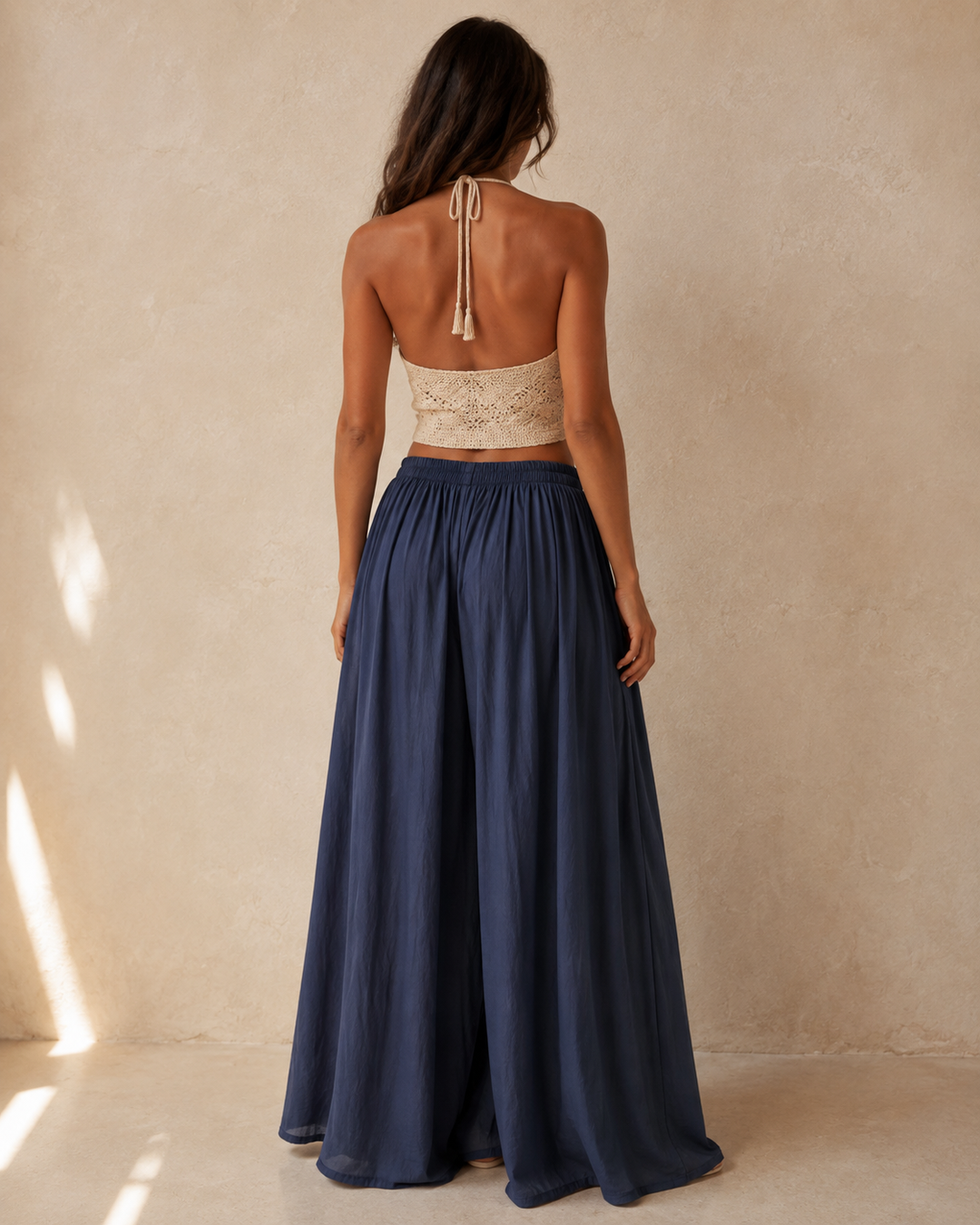 Tullan Wide Leg Trousers Navy