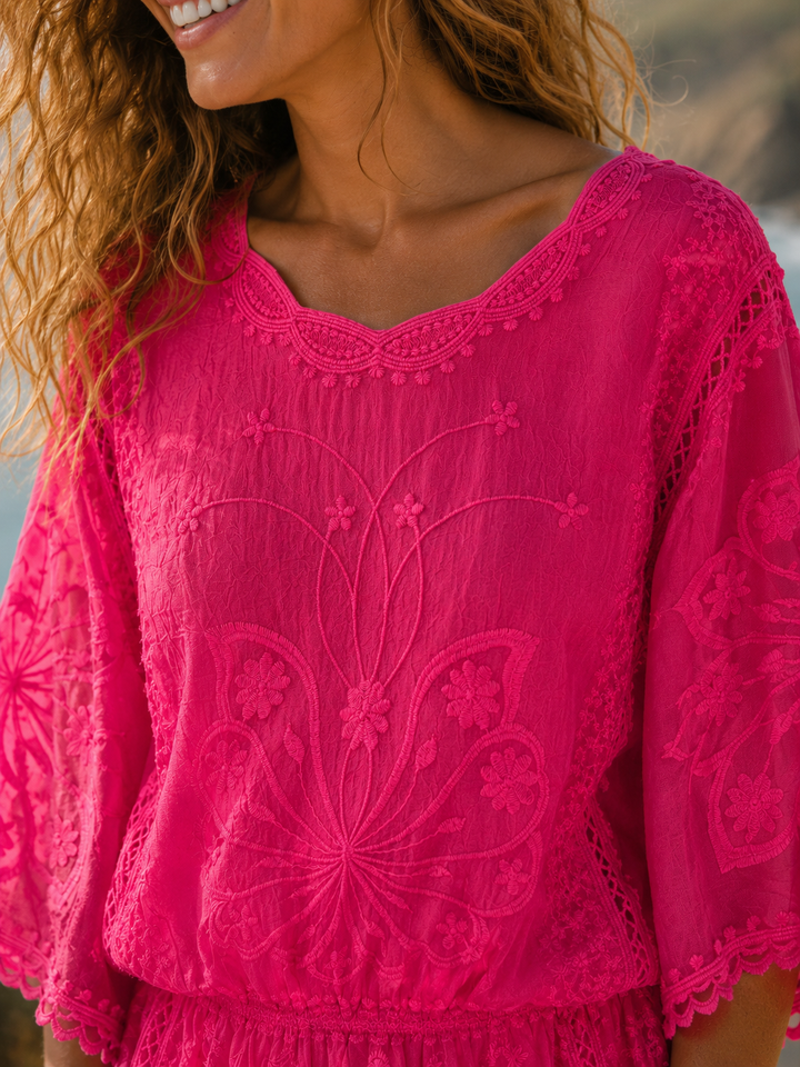 Sasha Sheer Top Fuchsia