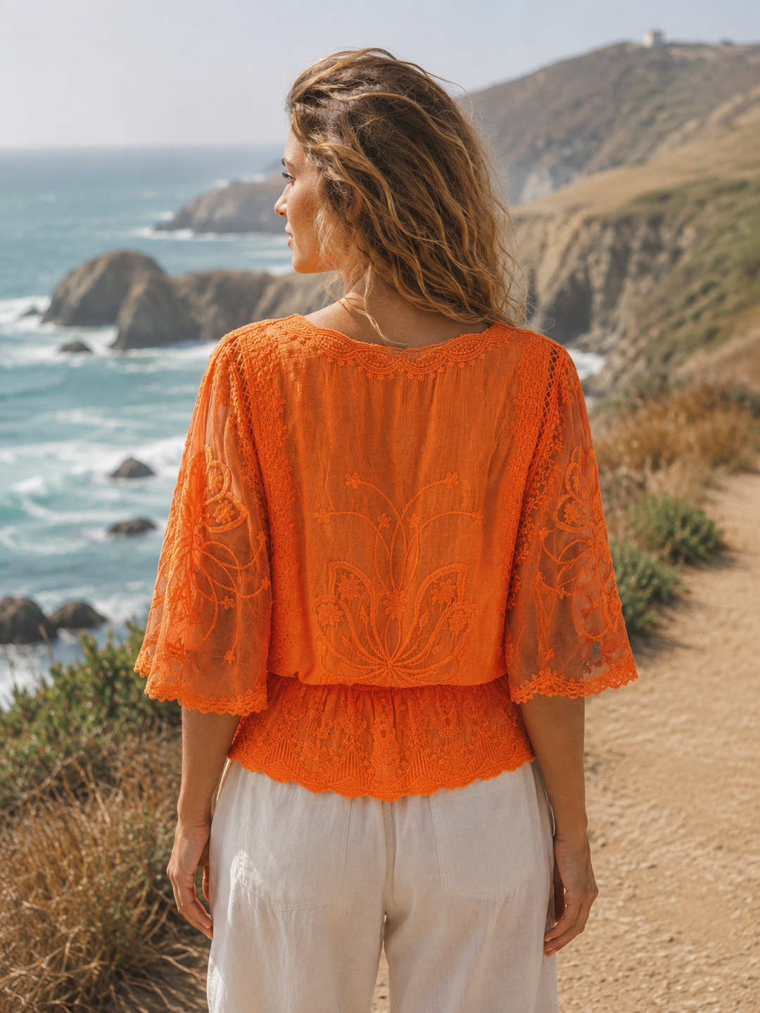 Sasha Sheer Top Orange