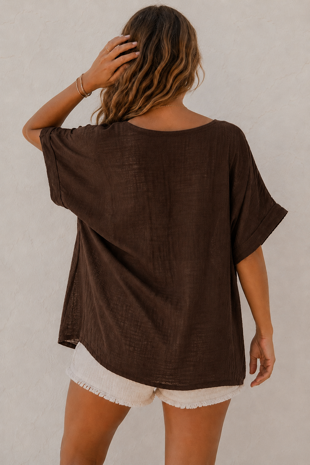 Tessa Cotton Cross Layering Top Chocolate