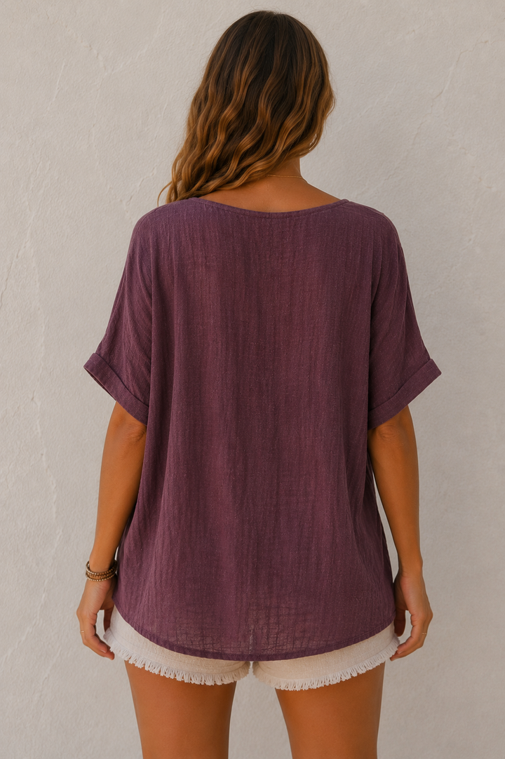 Tessa Cotton Cross Layering Top Plum