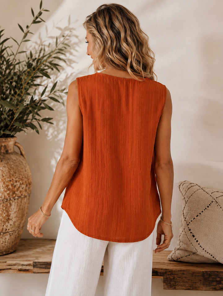 Bella Side Button Top Cinnamon