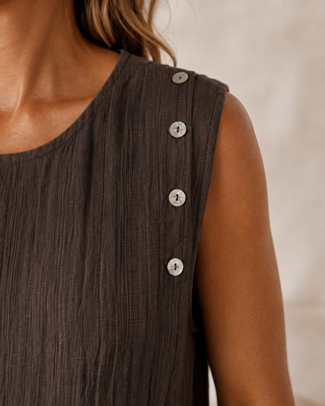 Bella Side Button Top Chocolate