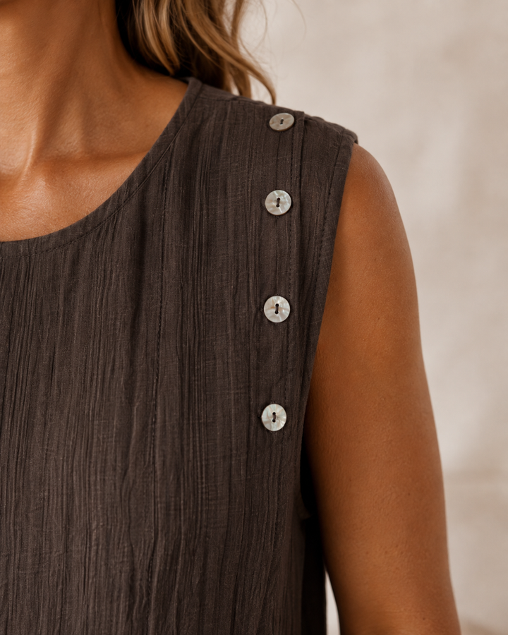 Bella Side Button Top Chocolate