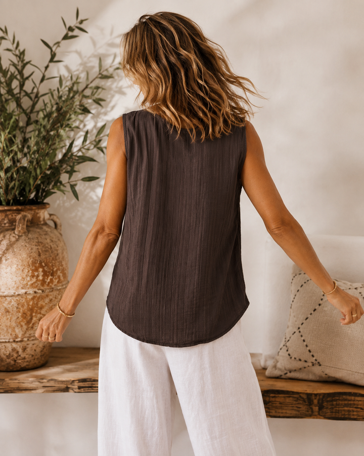 Bella Side Button Top Chocolate