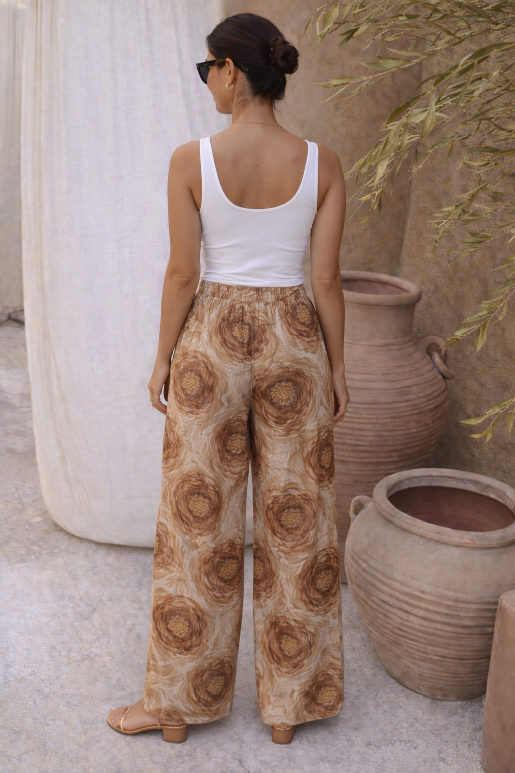Maribel Silk Swirl Trousers Chocolate