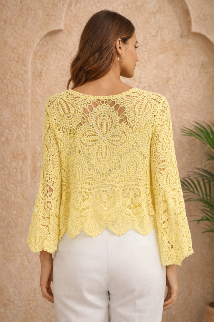 Cyra Crochet Cardigan Lemon