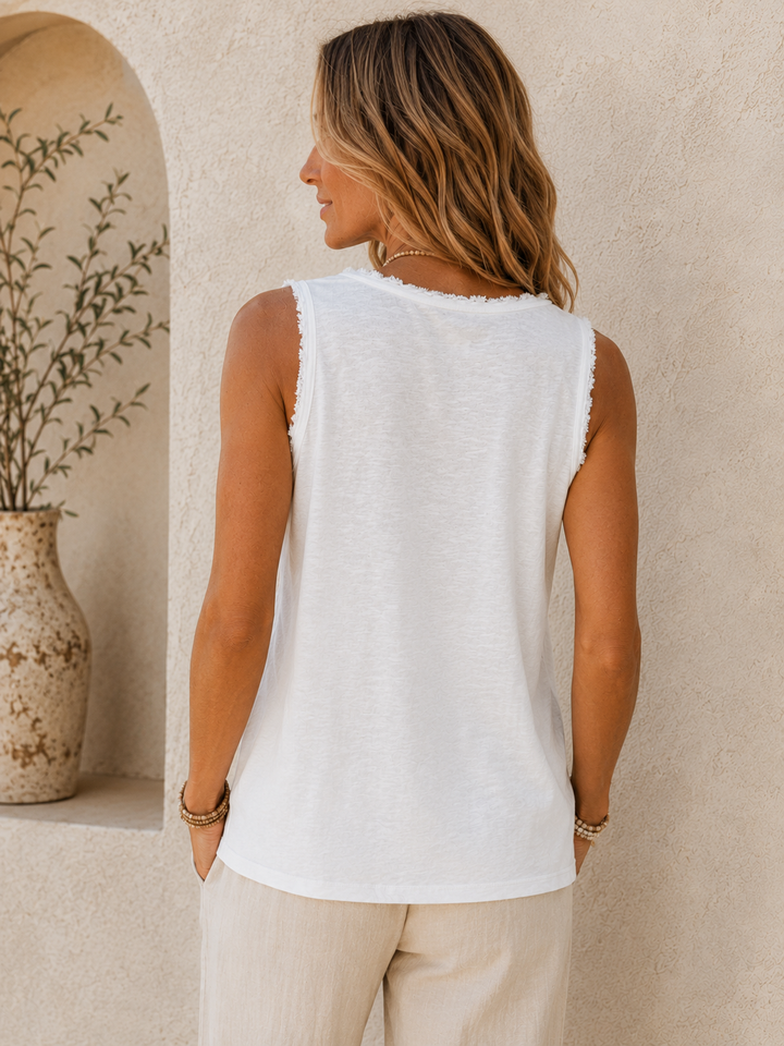 Eden Frayed Edge Vest White
