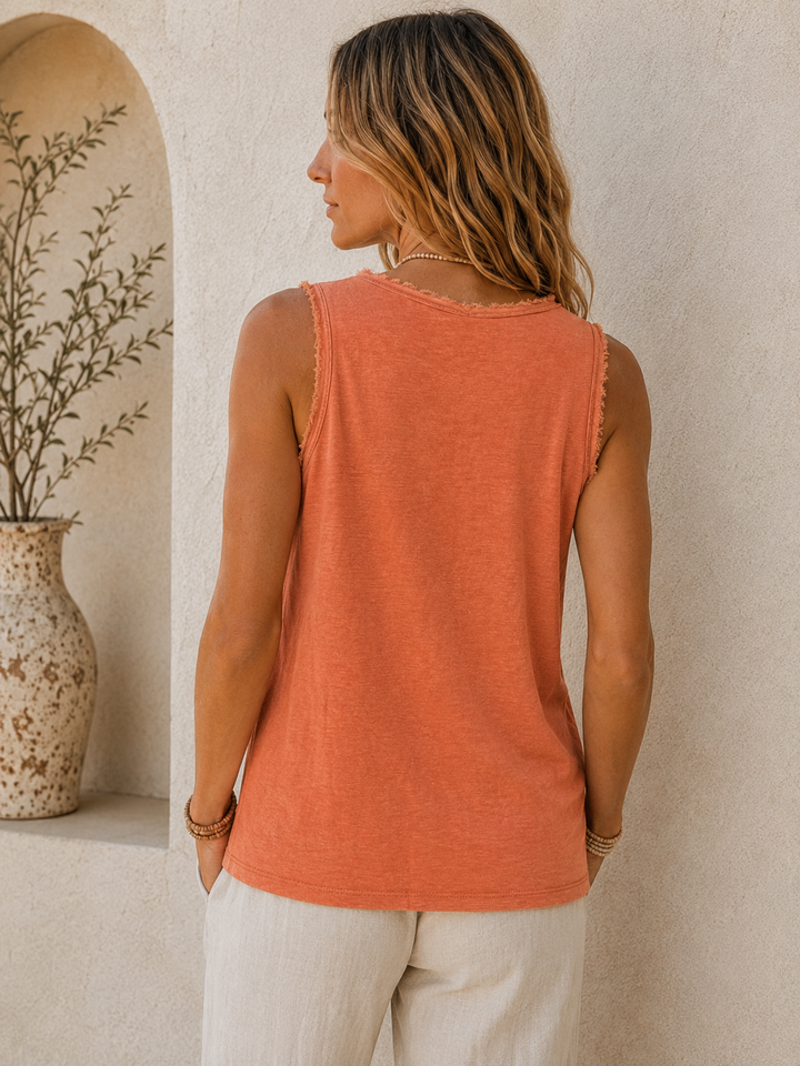 Eden Frayed Edge Vest Apricot