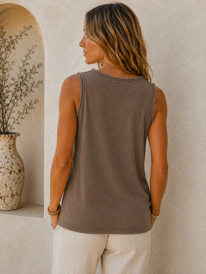 Eden Frayed Edge Vest Chocolate