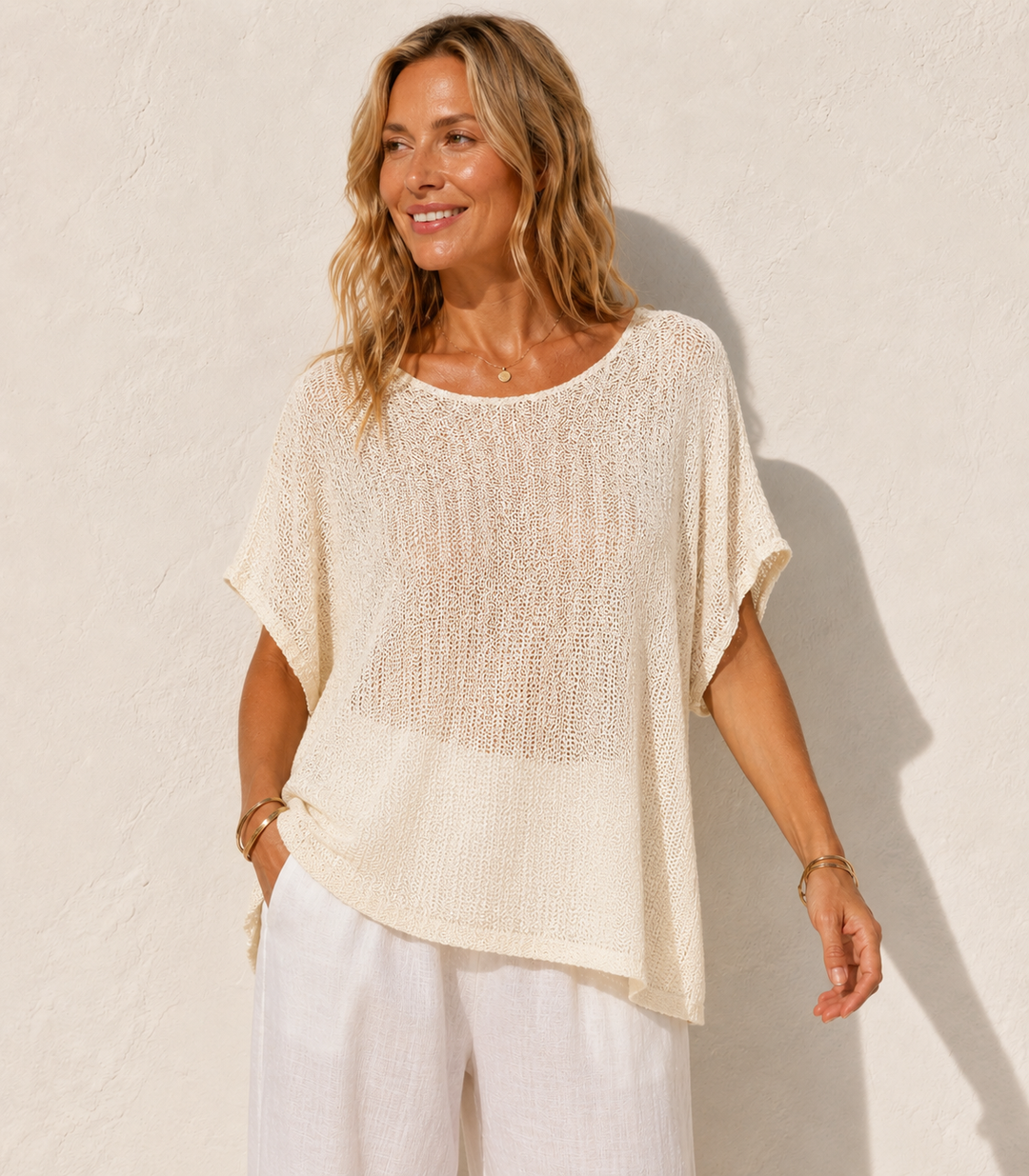 Zara Fine Knit Top Cream