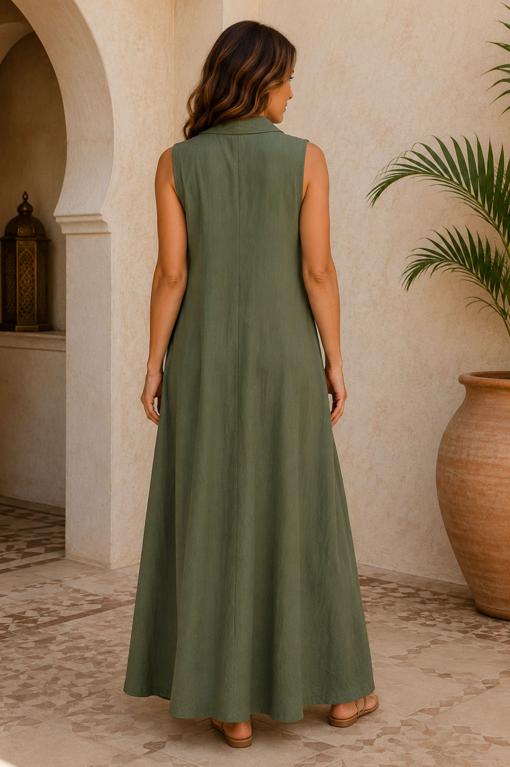 Deja V Neck Maxi Dress Khaki
