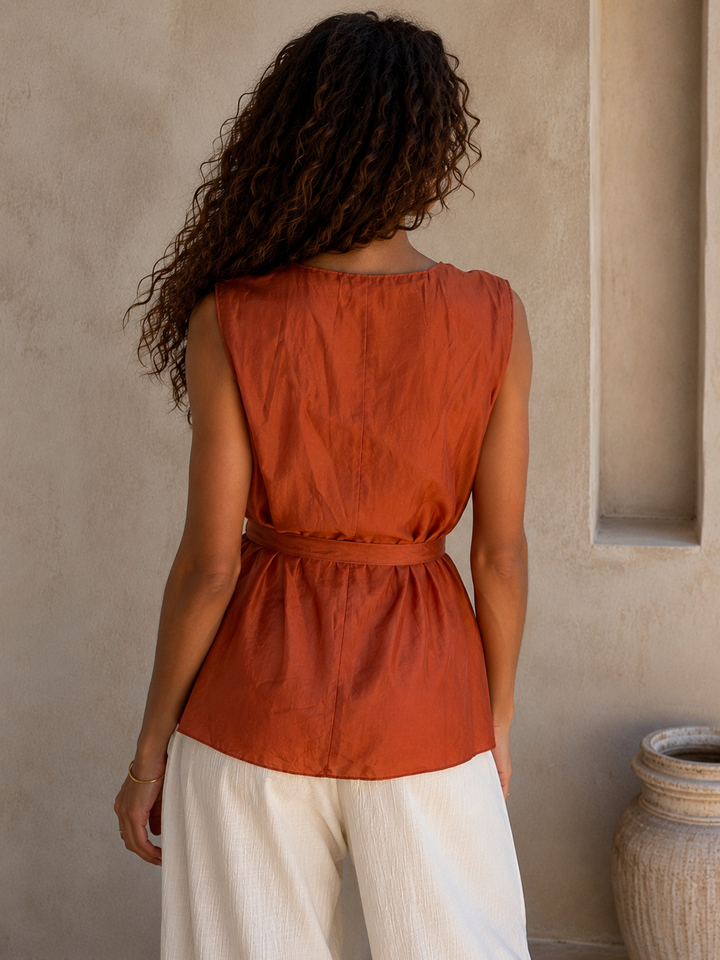 Vitalia Silky Panel Top Rust