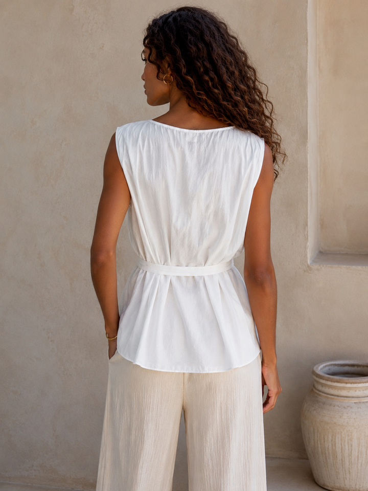 Vitalia Silky Panel Top White