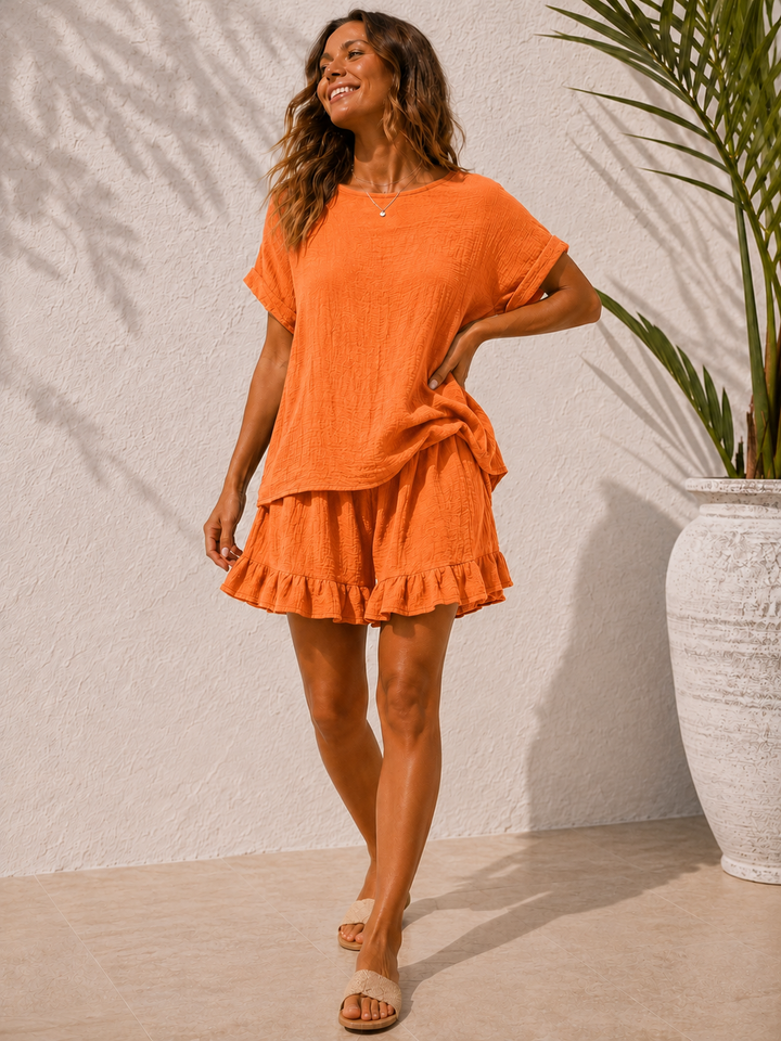 Havana Crinkle Shorts Co-Ord Orange