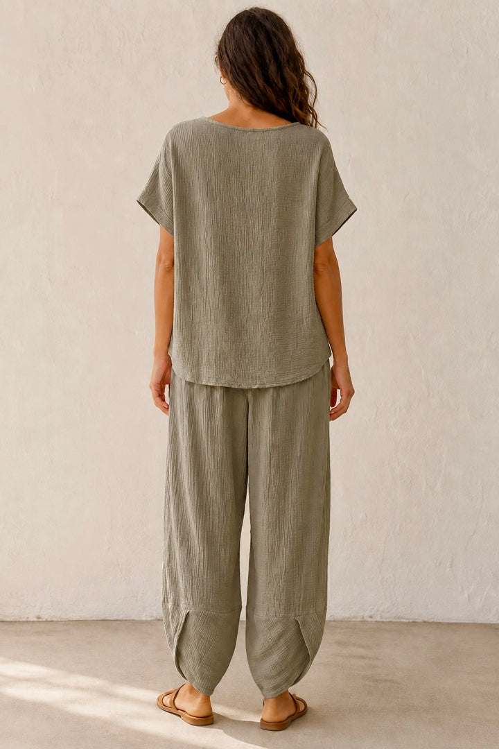 Havana Crinkle Trouser Co Ord Mocha