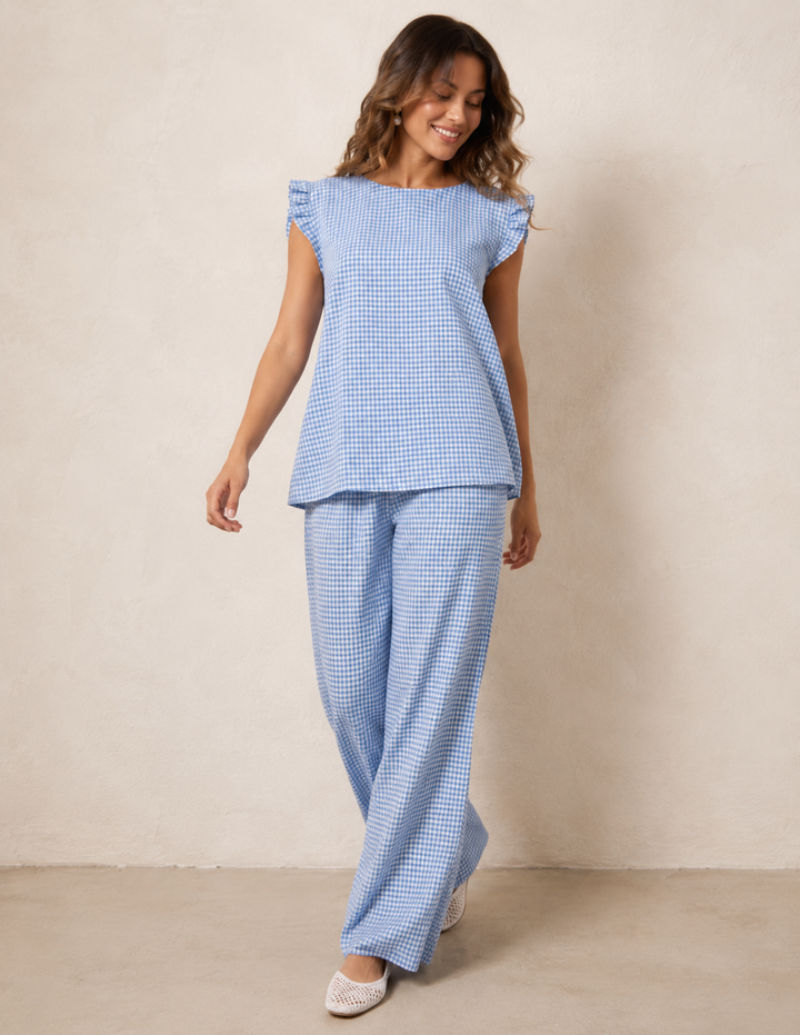 Elettra Gingham Co Ord Set Blue